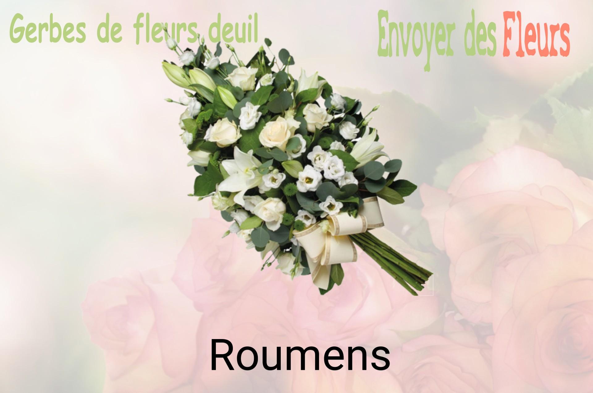 Gerbe de fleurs de deuil livrée à Roumens